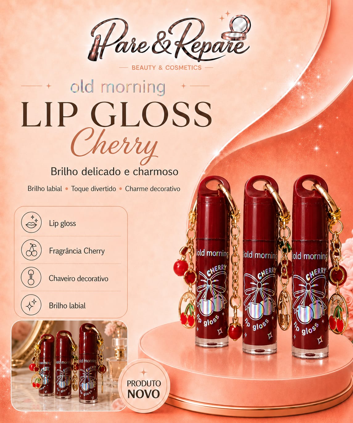 Lip Gloss Chaveiro Cherry