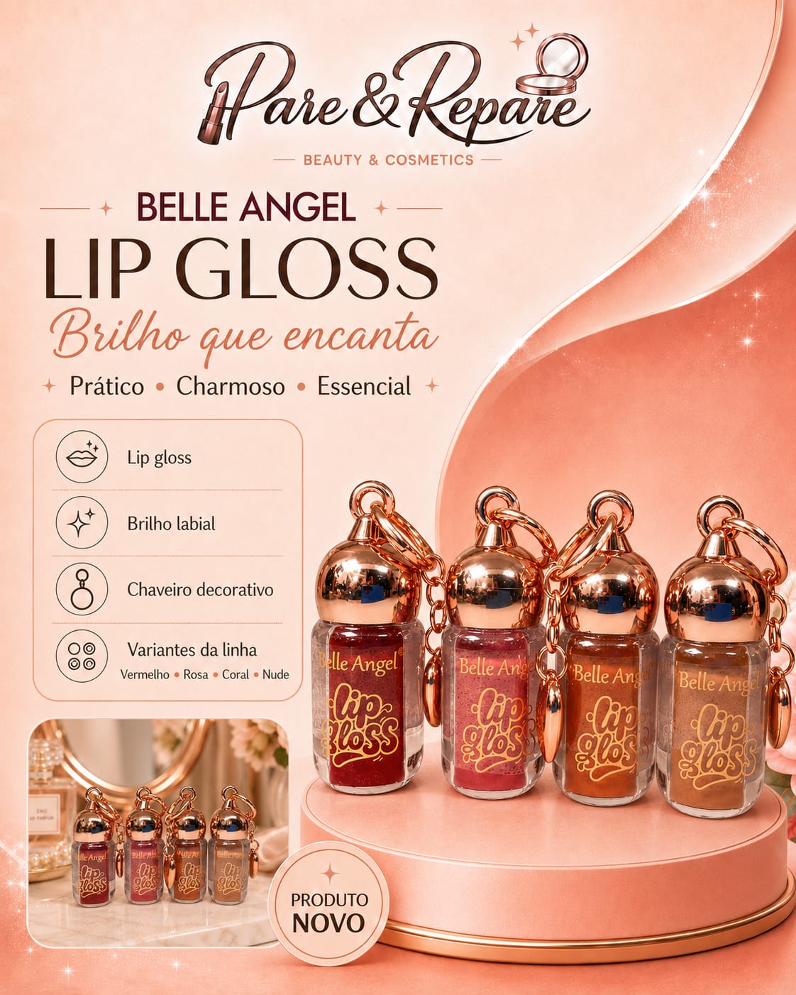 Lip Gloss Chaveiro Brilho que Encanta