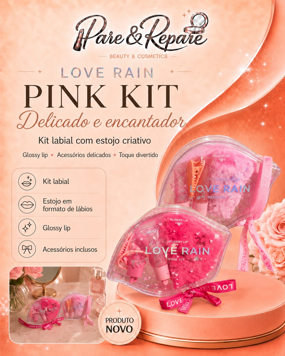 Pink Kit Labial com Estojo Criativo