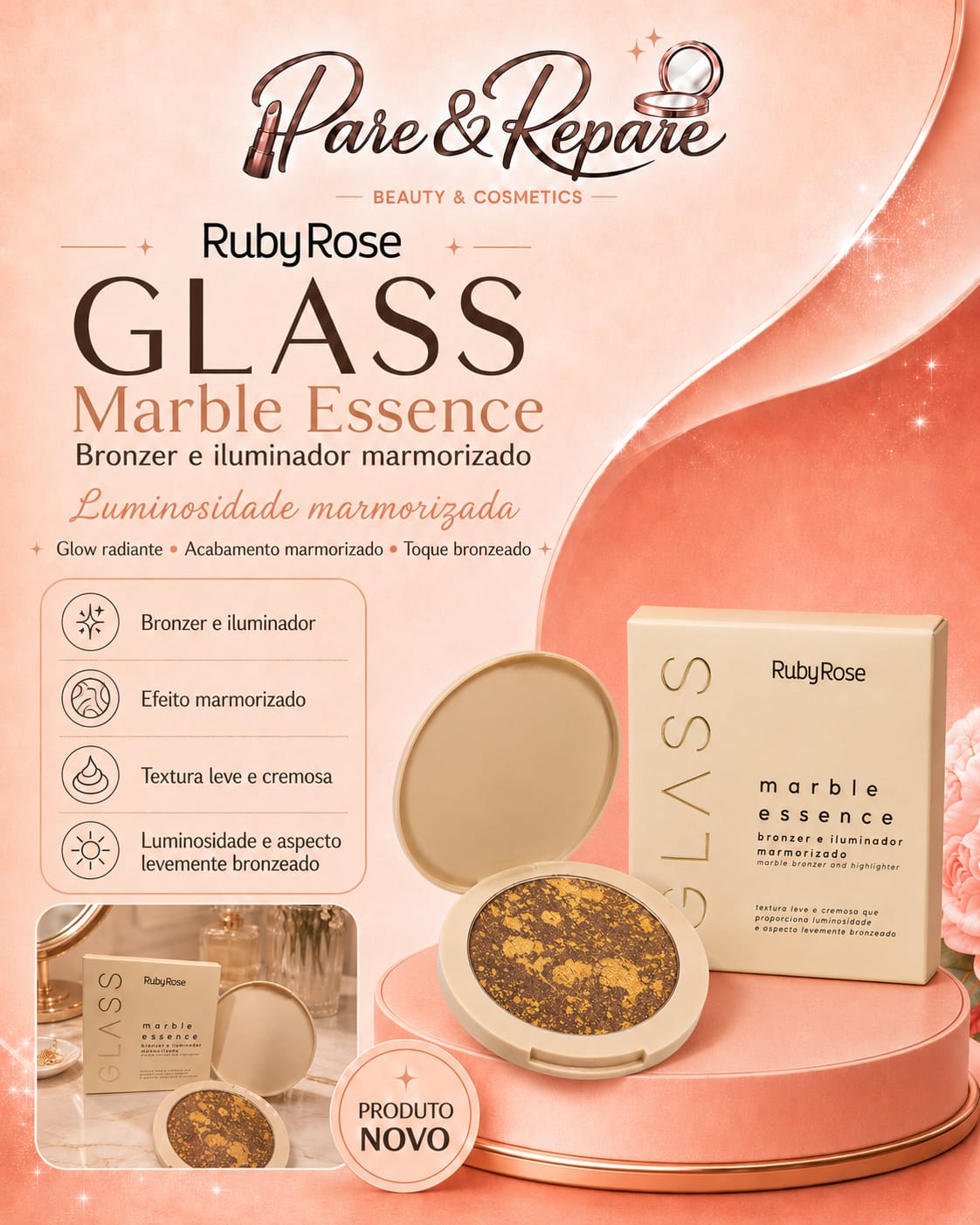 Glass Marble Essence Bronzer e Iluminador Marmorizado